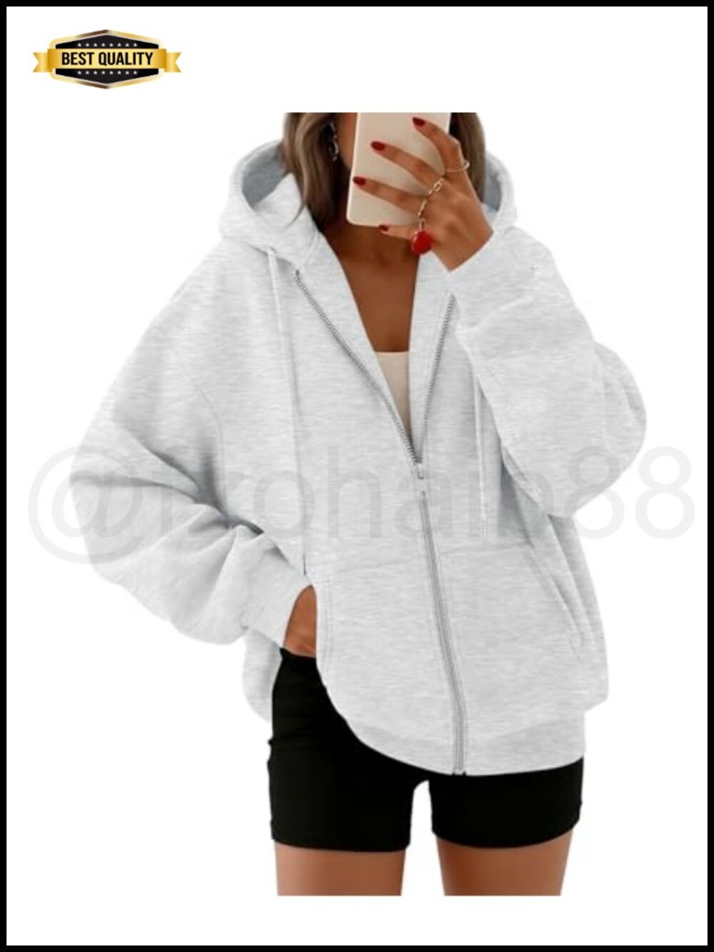 Oversized Zip Up Hoodie Women Fleece Sweatshirt Fall Casual